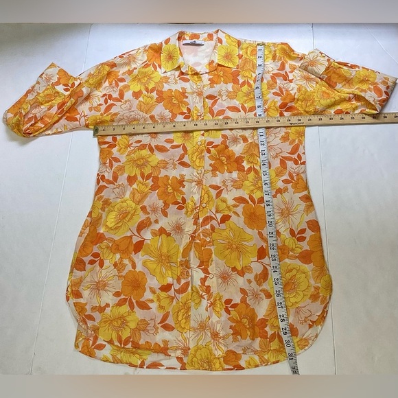 adL yellow, orange and white womens button down light cotton shirt. Med - Picture 5 of 9